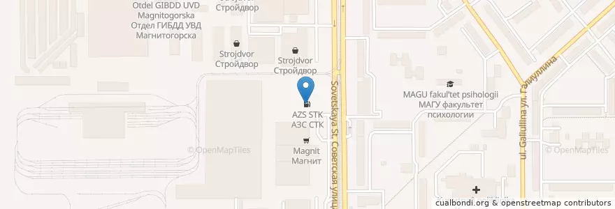 Mapa de ubicacion de АЗС СТК en Rusia, Уральский Федеральный Округ, Óblast De Cheliábinsk, Магнитогорский Городской Округ.