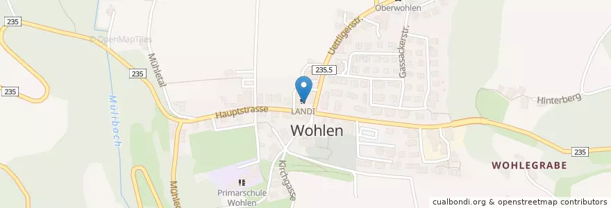 Mapa de ubicacion de Briefeinwurf Wohlen bei Bern, Postagentur Wohlen bei Bern en 스위스, 베른, Verwaltungsregion Bern-Mittelland, Verwaltungskreis Bern-Mittelland, Wohlen Bei Bern.