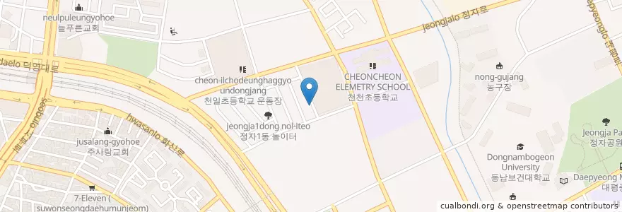 Mapa de ubicacion de 산마을 en Corea Del Sud, Gyeonggi, 수원시, 장안구.