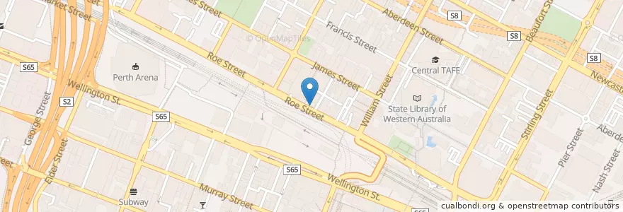 Mapa de ubicacion de Crown Karaoke Restaurant en Australia, Western Australia, City Of Perth.