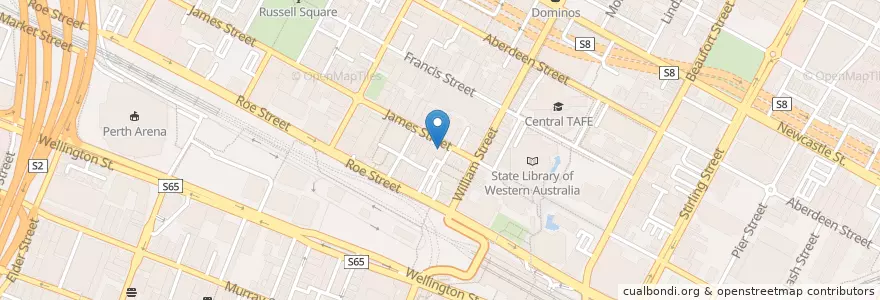 Mapa de ubicacion de Blue Sea Cafe en Australia, Western Australia, City Of Perth.