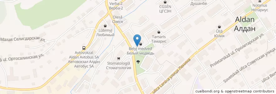 Mapa de ubicacion de Sevean en Rusland, Federaal District Verre Oosten, Republiek Sacha, Алданский Улус, Городское Поселение Алдан.