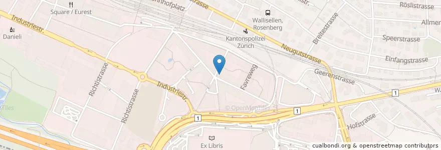 Mapa de ubicacion de Migros Bank en Schweiz/Suisse/Svizzera/Svizra, Zürich, Bezirk Bülach, Wallisellen.