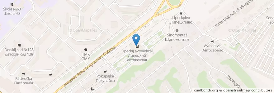 Mapa de ubicacion de Липецкий автовокзал en Russland, Föderationskreis Zentralrussland, Oblast Lipezk, Stadtkreis Lipezk.