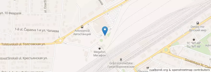 Mapa de ubicacion de Грязинская автостанция en Russia, Central Federal District, Lipetsk Oblast, Gryazinsky District, Городское Поселение Грязи.