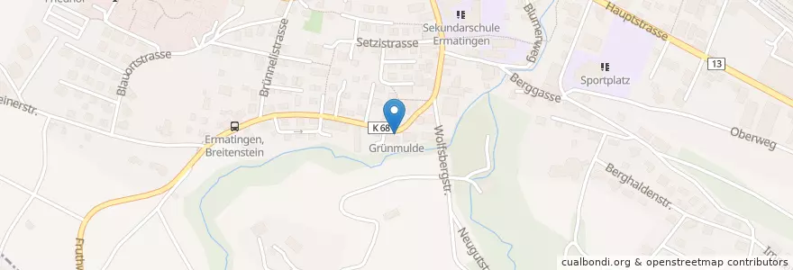 Mapa de ubicacion de Grünmulde en İsviçre, Thurgau, Bezirk Kreuzlingen, Ermatingen.