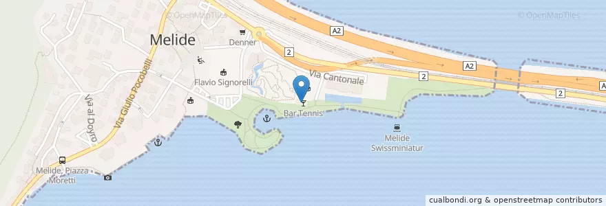 Mapa de ubicacion de Bar Tennis en Schweiz/Suisse/Svizzera/Svizra, Ticino, Distretto Di Lugano, Circolo Di Carona, Melide.