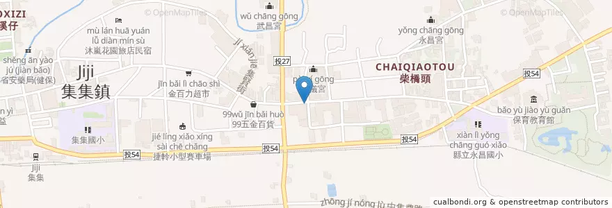 Mapa de ubicacion de 八張五大牛肉麵擔 en 타이완, 타이완성, 난터우현, 지지진.