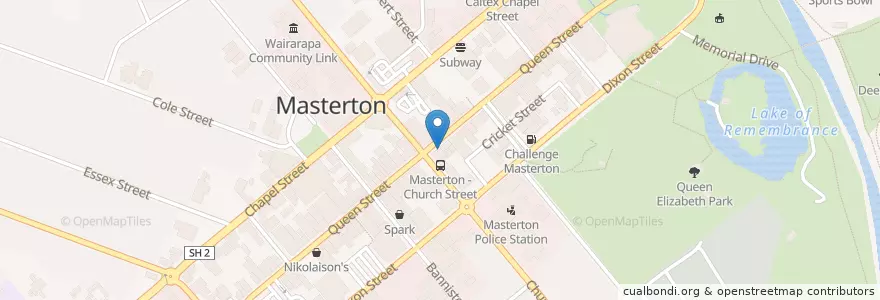 Mapa de ubicacion de Masterton Bakery & Coffee Shop en Nueva Zelanda, Wellington, Masterton District.