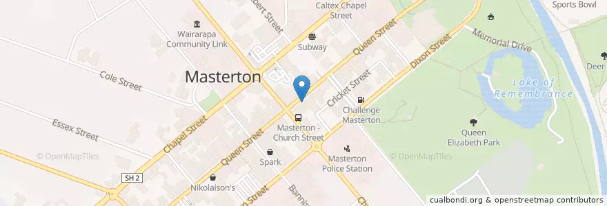 Mapa de ubicacion de Chan's Restaurant en Nouvelle-Zélande, Wellington, Masterton District.