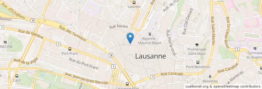 Mapa de ubicacion de Brasserie Saint-Laurent en スイス, Vaud, District De Lausanne, Lausanne.