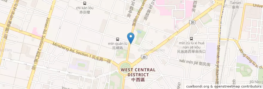 Mapa de ubicacion de 居酒屋 en Тайвань, Тайнань, 中西區.