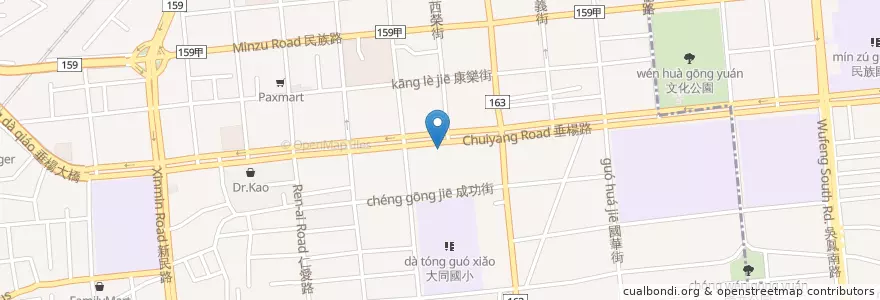 Mapa de ubicacion de 金馬肉粥 en 타이완, 타이완성, 자이 시, 자이 현, 시구.