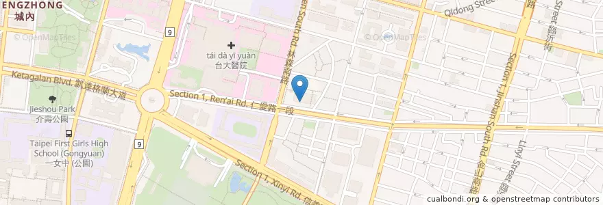 Mapa de ubicacion de Renai & Linsen Intersection en Taiwan, New Taipei, Taipei, Zhongzheng District.
