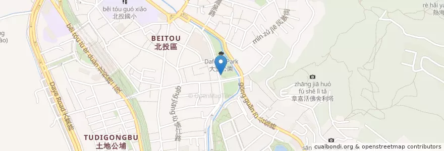 Mapa de ubicacion de 大豐公園 en Taiwan, Nuova Taipei, Taipei, Distretto Di Beitou.