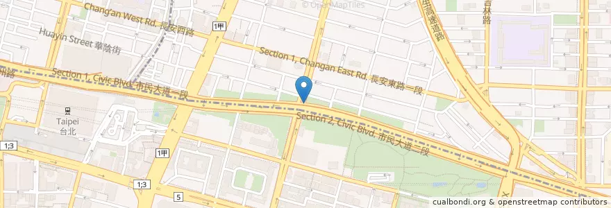 Mapa de ubicacion de 市民林森路口 en Taiwan, 新北市, Taipé, 中山區.