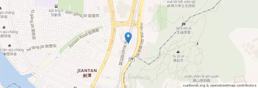Mapa de ubicacion de 捷運劍潭站(2號出口) en 臺灣, 新北市, 臺北市, 士林區.