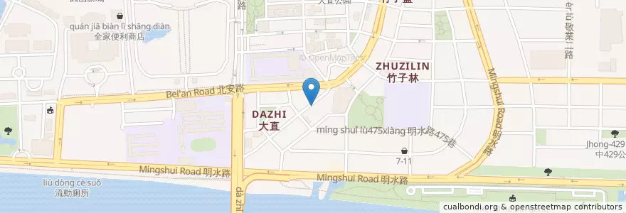 Mapa de ubicacion de MRT Dazhi Sta. (Exit 3) en Taiwan, New Taipei, Taipei, Zhongshan District.