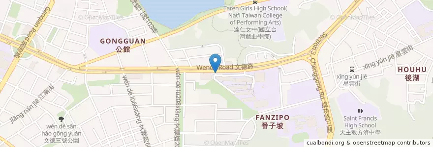 Mapa de ubicacion de 捷運文德站(2號出口) en Taiwan, Nuova Taipei, Taipei, Distretto Di Neihu.