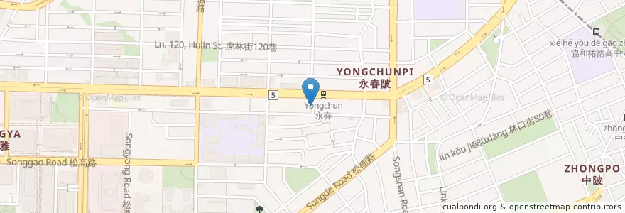 Mapa de ubicacion de 捷運永春站(2號出口) en 台湾, 新北市, 台北市, 信義区.