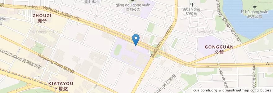 Mapa de ubicacion de 捷運港墘站(2號出口) en 台湾, 新北市, 台北市, 内湖区.
