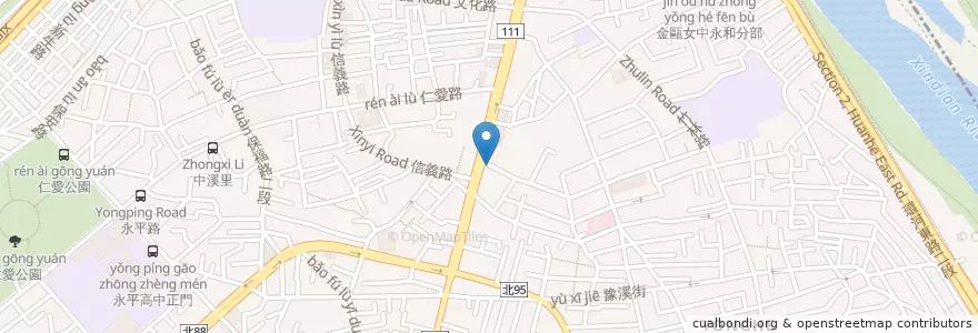 Mapa de ubicacion de 捷運頂溪站(1號出口) en Taiwan, Nuova Taipei, Yonghe.