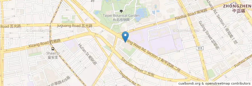 Mapa de ubicacion de 植物園 en Taiwan, 新北市, Taipei, 萬華區, 中正區.