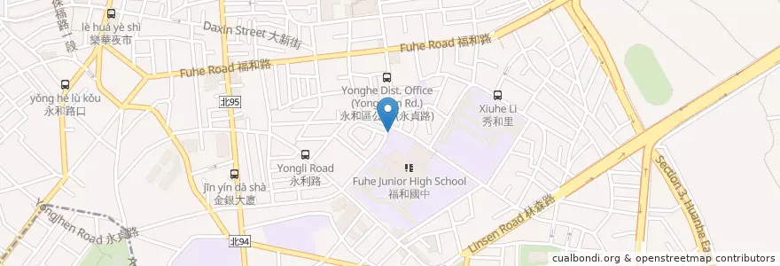 Mapa de ubicacion de 福和國中 en 타이완, 신베이 시, 융허 구.