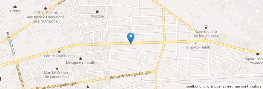 Mapa de ubicacion de Bank Of Africa en بوركينا فاسو, وسط كويست, Boulkiemdé, Koudougou, Koudougou.