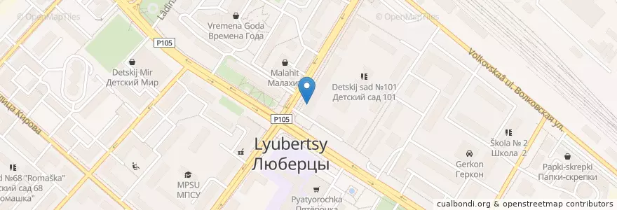 Mapa de ubicacion de Альфа-Банк en روسيا, Центральный Федеральный Округ, محافظة موسكو, Городской Округ Люберцы.