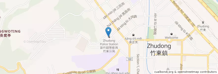 Mapa de ubicacion de 新竹縣警察局竹東分局 en 台湾, 台湾省, 新竹県, 竹東鎮.