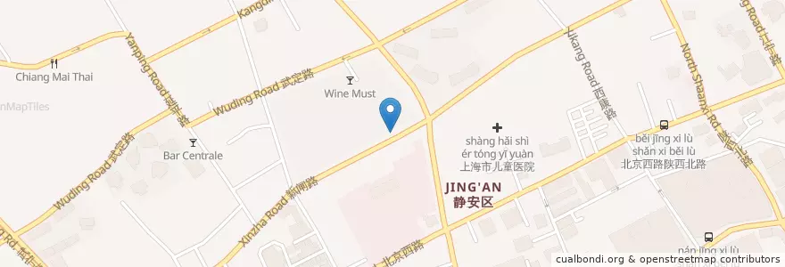 Mapa de ubicacion de 中国建设银行 en Cina, Shanghai, Distretto Di Jing'an.