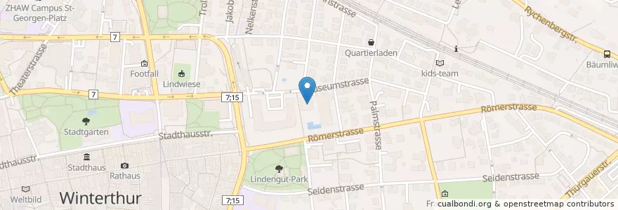Mapa de ubicacion de Culinarium Museumstrasse en Suisse, Zurich, Bezirk Winterthur, Winterthur.
