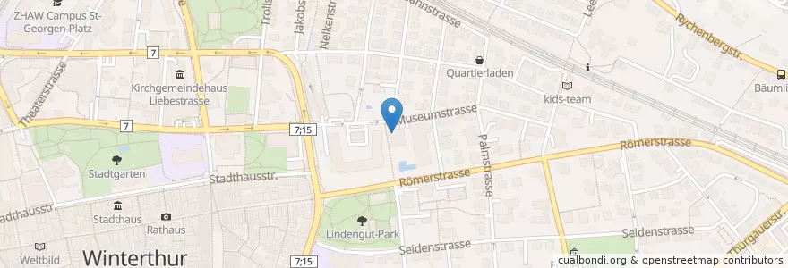 Mapa de ubicacion de Culinarium Museumstrasse en Suiza, Zúrich, Bezirk Winterthur, Winterthur.