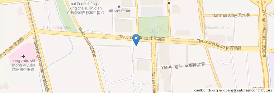 Mapa de ubicacion de 星巴克咖啡 en 中国, 浙江省, 杭州市, 下城区.