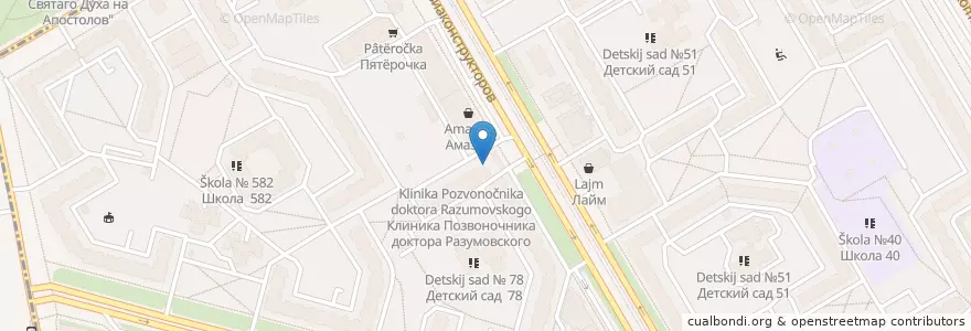 Mapa de ubicacion de Розовый фламинго en Russia, Northwestern Federal District, Leningrad Oblast, Saint Petersburg, Приморский Район, Округ Озеро Долгое.