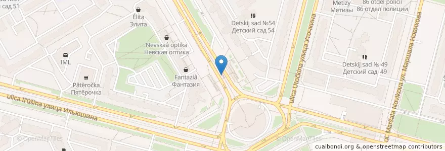 Mapa de ubicacion de Санкт-Петербург en Russia, Northwestern Federal District, Leningrad Oblast, Saint Petersburg, Приморский Район, Округ Озеро Долгое.