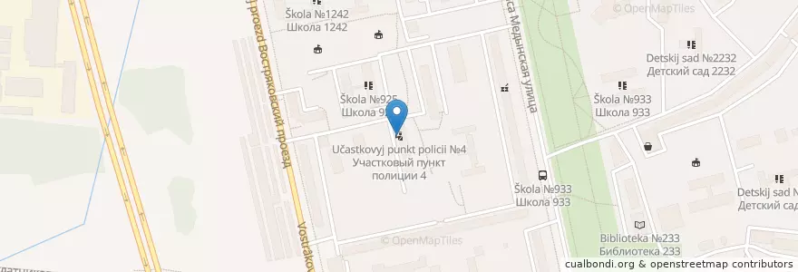 Mapa de ubicacion de Участковый пункт полиции №4 en Russia, Central Federal District, Moscow, Southern Administrative Okrug, Biryulyovo Zapadnoye District.