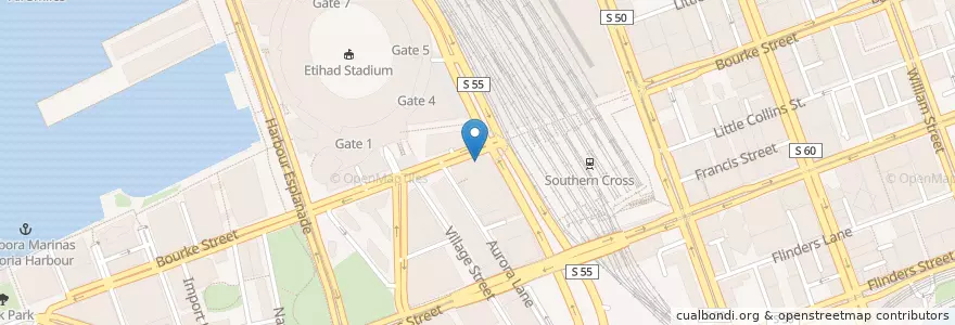 Mapa de ubicacion de Plates On bourke en Australië, Victoria, City Of Melbourne.