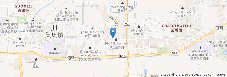 Mapa de ubicacion de 昌億素食(麵) en Taiwan, Taiwan Province, Nantou County, Jiji Township.