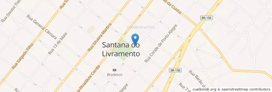 Mapa de ubicacion de Banrisul en ブラジル, 南部地域, リオグランデ・ド・スル, Região Geográfica Intermediária De Uruguaiana, Região Geográfica Imediata De Santana Do Livramento, Sant'ana Do Livramento.