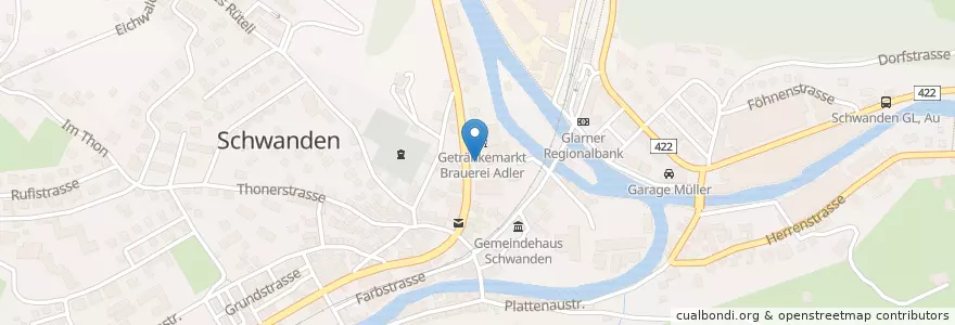 Mapa de ubicacion de Restaurant Adler en Schweiz, Glarus, Glarus Süd.