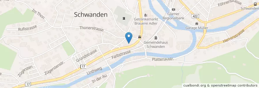 Mapa de ubicacion de Glarner Kantonalbank en Svizzera, Glarona, Glarus Süd.