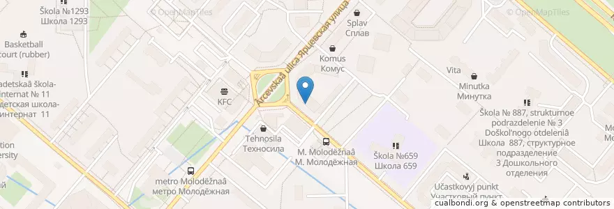 Mapa de ubicacion de ВТБ en 러시아, Центральный Федеральный Округ, Москва, Западный Административный Округ, Район Кунцево.