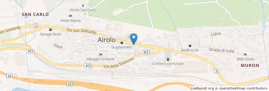 Mapa de ubicacion de Ristorante-bar Motta en 스위스, Ticino, Distretto Di Leventina, Circolo Di Airolo, Airolo.