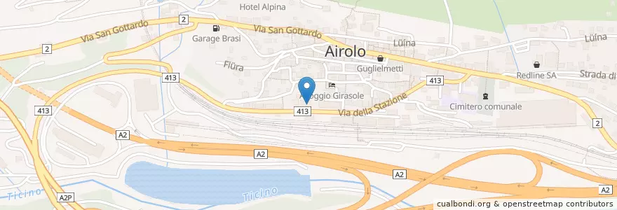 Mapa de ubicacion de Ristorante Bar Forni en 스위스, Ticino, Distretto Di Leventina, Circolo Di Airolo, Airolo.