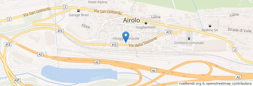 Mapa de ubicacion de Cristal Pub en Suiza, Tesino, Distretto Di Leventina, Circolo Di Airolo, Airolo.