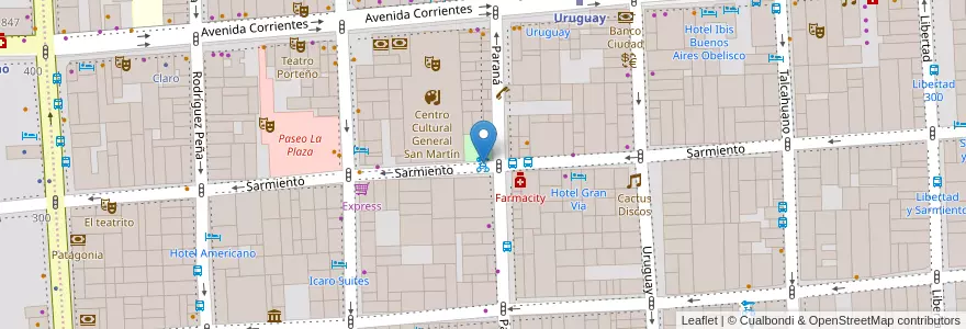 Mapa de ubicacion de 328 - Centro Cultural San Martin en Arjantin, Ciudad Autónoma De Buenos Aires, Comuna 1, Buenos Aires.