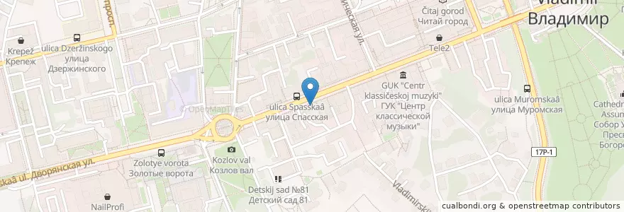 Mapa de ubicacion de Бинбанк en Rusia, Центральный Федеральный Округ, Владимирская Область, Городской Округ Владимир.
