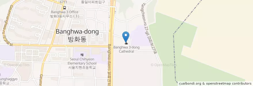 Mapa de ubicacion de Banghwa 3 dong Cathedral en Südkorea, Seoul, 강서구, 방화2동.